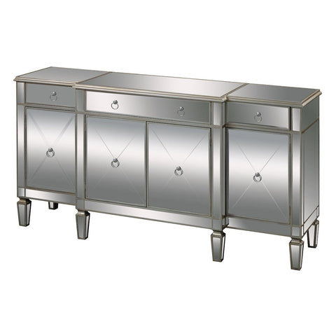 Bodrum 70"w Buffet Server In Clear Mirror And Champagne Silver Leaf