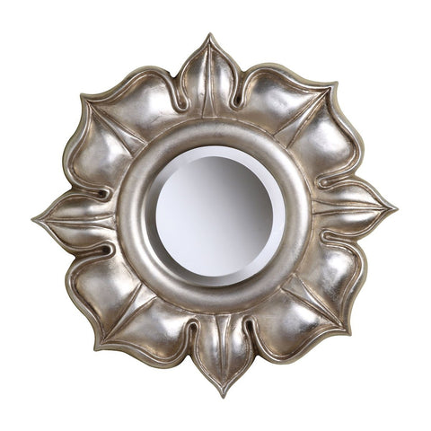 Lotus 16" Mirror In Bright Silver Leaf Mirrors Sterling 