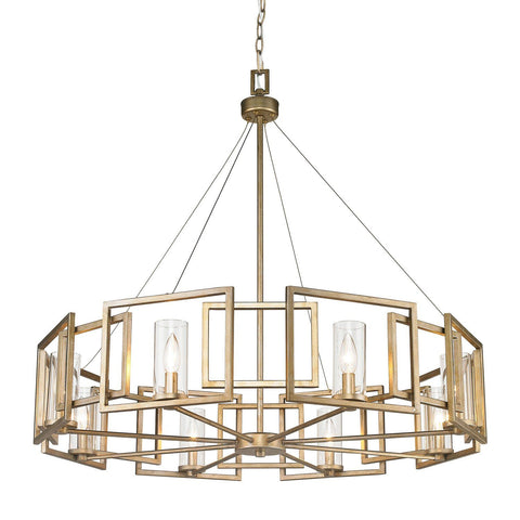 Marco 8 Light Chandelier in White Gold with Clear Glass