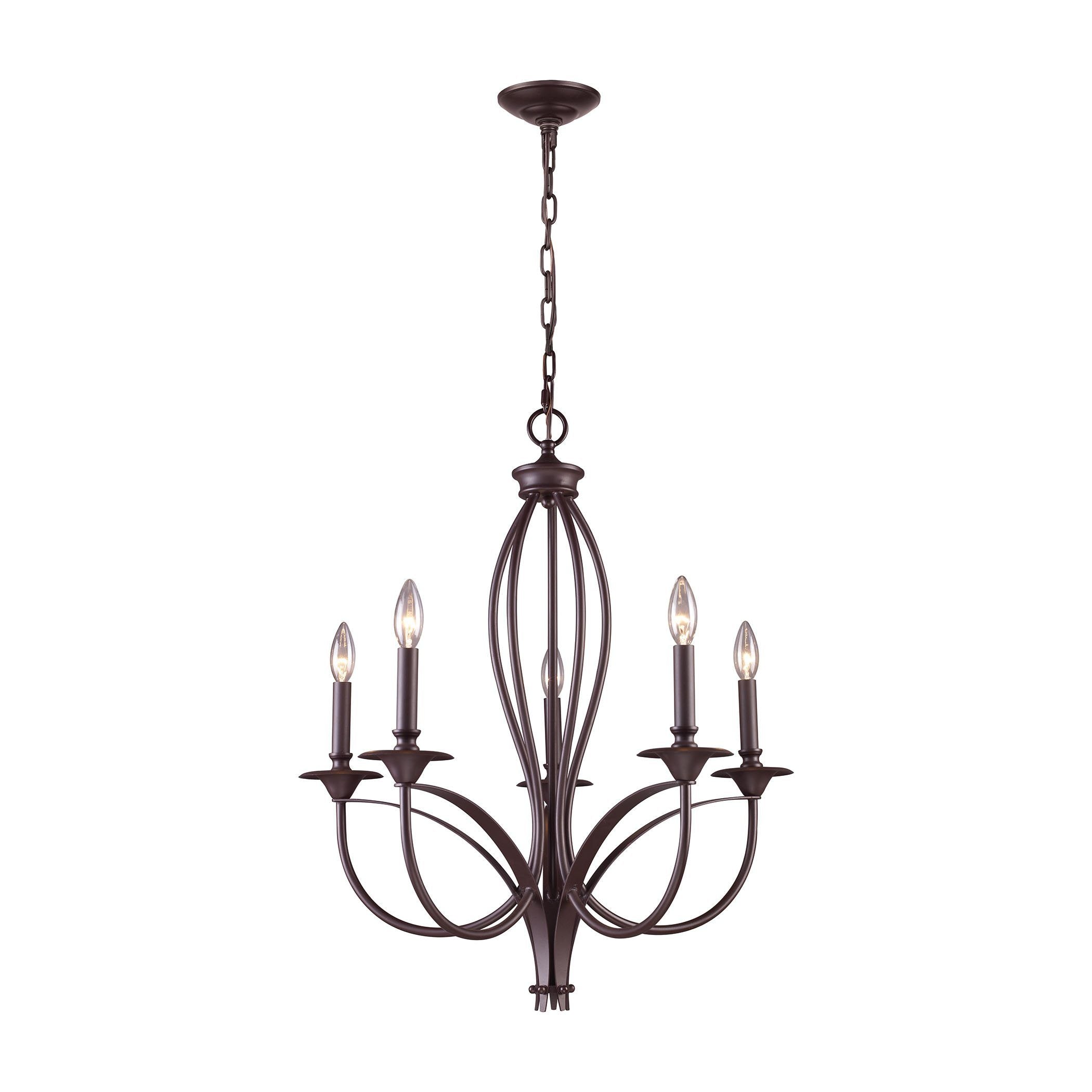 Medford 5 Light Chandelier In Oiled Bronze Ceiling Elk Lighting 