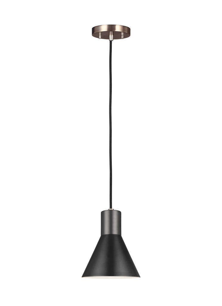 Towner One Light Mini-Pendant - Satin Bronze / Black Pendants Sea Gull Lighting 