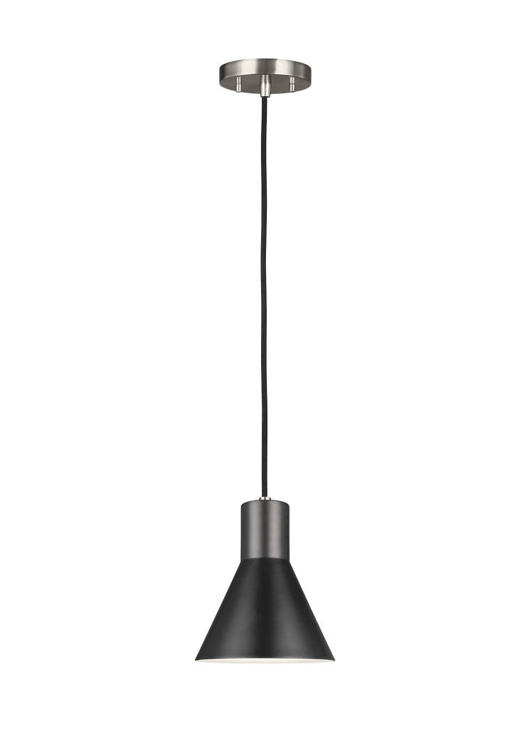 Towner One Light Mini-Pendant - Brushed Nickel / Black Pendants Sea Gull Lighting 