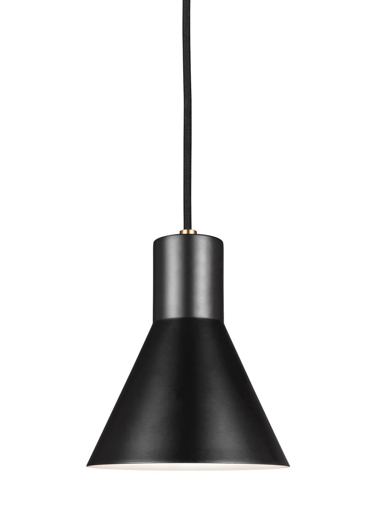 Towner One Light Mini-LED Pendant - Satin Bronze / Black Pendants Sea Gull Lighting 