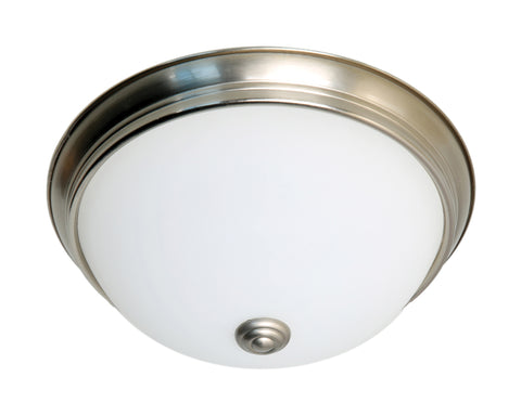13 in. LED Flush Dome Light - Brushed Nickel with Frosted Glass