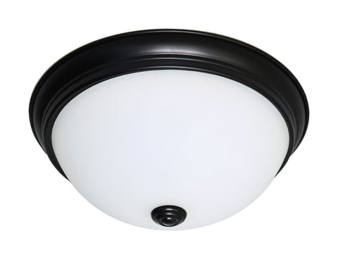 11 in. LED Flush Dome Light - Mahogany Bronze with Frosted Glass