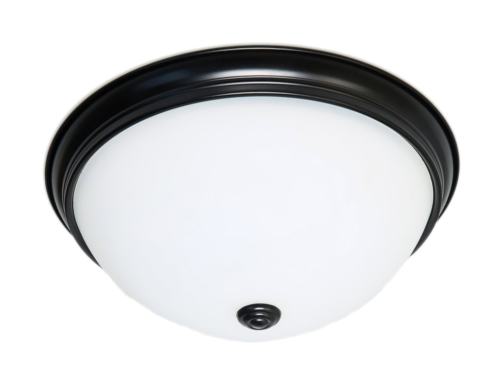 13 in. LED Flush Dome Light - Mahogany Bronze with Frosted Glass