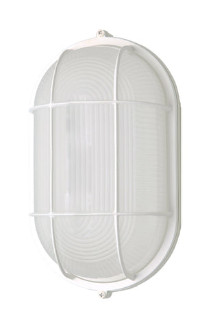 LED Oval Bulk Head Fixture; White with White Glass