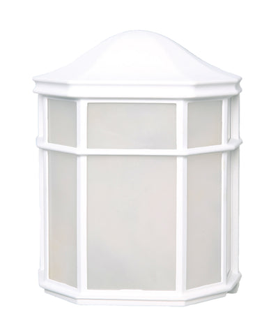 LED Cage Lantern Fixture; White with White Linen Glass