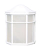 LED Cage Lantern Fixture; White with White Linen Glass