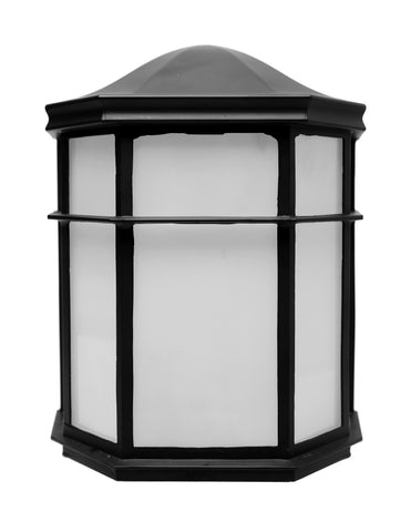 LED Cage Lantern Fixture; Black with White Linen Glass