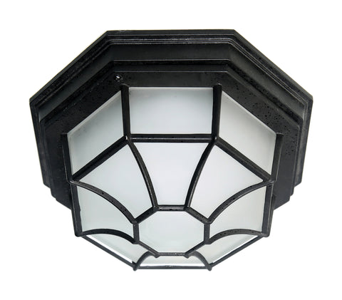 LED Spider Cage Fixture; Black with Frosted Glass