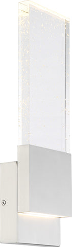 Ellusion LED Large Wall Sconce - 13W; Polished Nickel with Seeded Glass