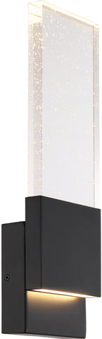 Ellusion LED Large Wall Sconce - 13W - Matte Black with Seeded Glass