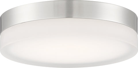 Pi 9 in. Flush Mount LED Fixture - Brushed Nickel with Etched Glass