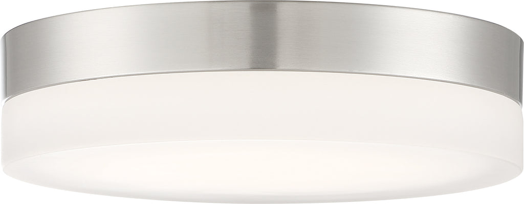 Pi 11 in. Flush Mount LED Fixture - Brushed Nickel with Etched Glass