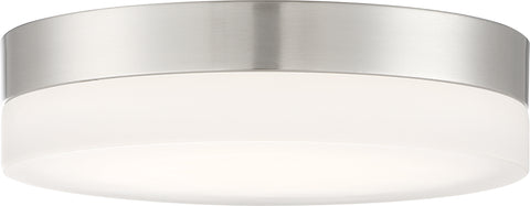 Pi 14 in. Flush Mount LED Fixture - Brushed Nickel with Etched Glass
