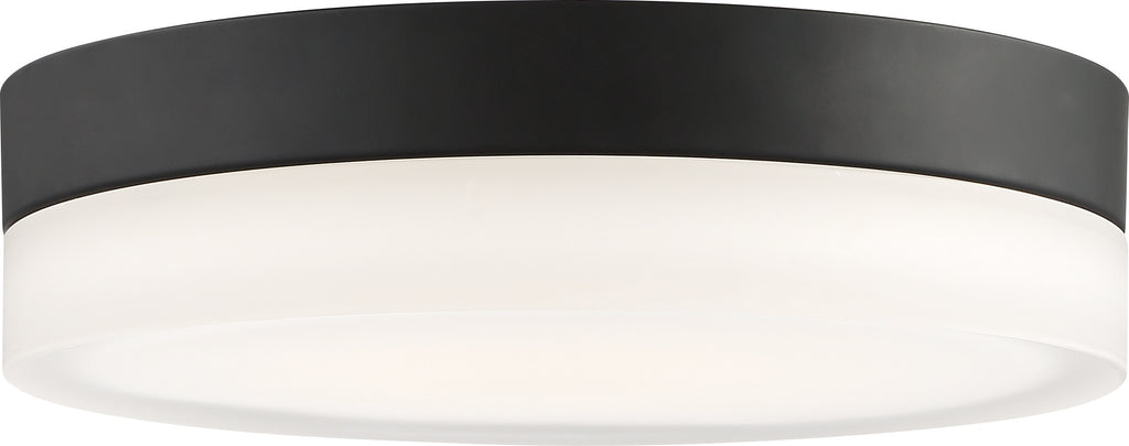 Pi 9 in. Flush Mount LED Fixture - Black with Etched Glass
