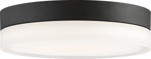 Pi 11 in. Flush Mount LED Fixture - Black with Etched Glass