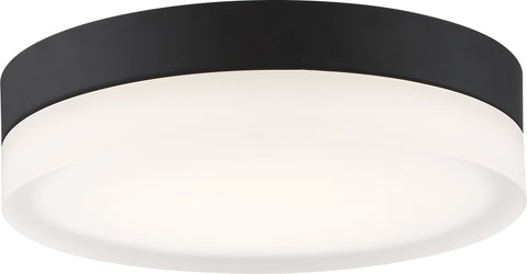 Pi 14 in. Flush Mount LED Fixture - Black with Etched Glass