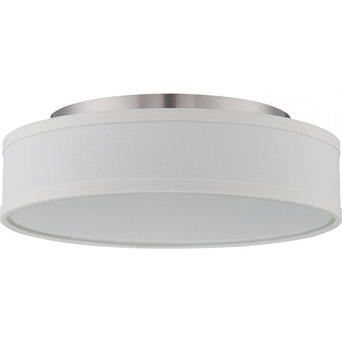 Heather LED Flush Fixture with White Linen Shade Ceiling Nuvo Lighting 