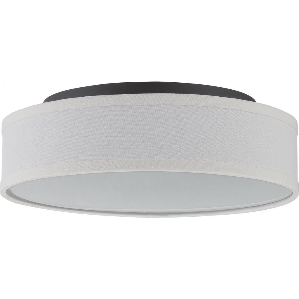 Heather LED Flush Fixture with White Linen Shade Ceiling Nuvo Lighting 