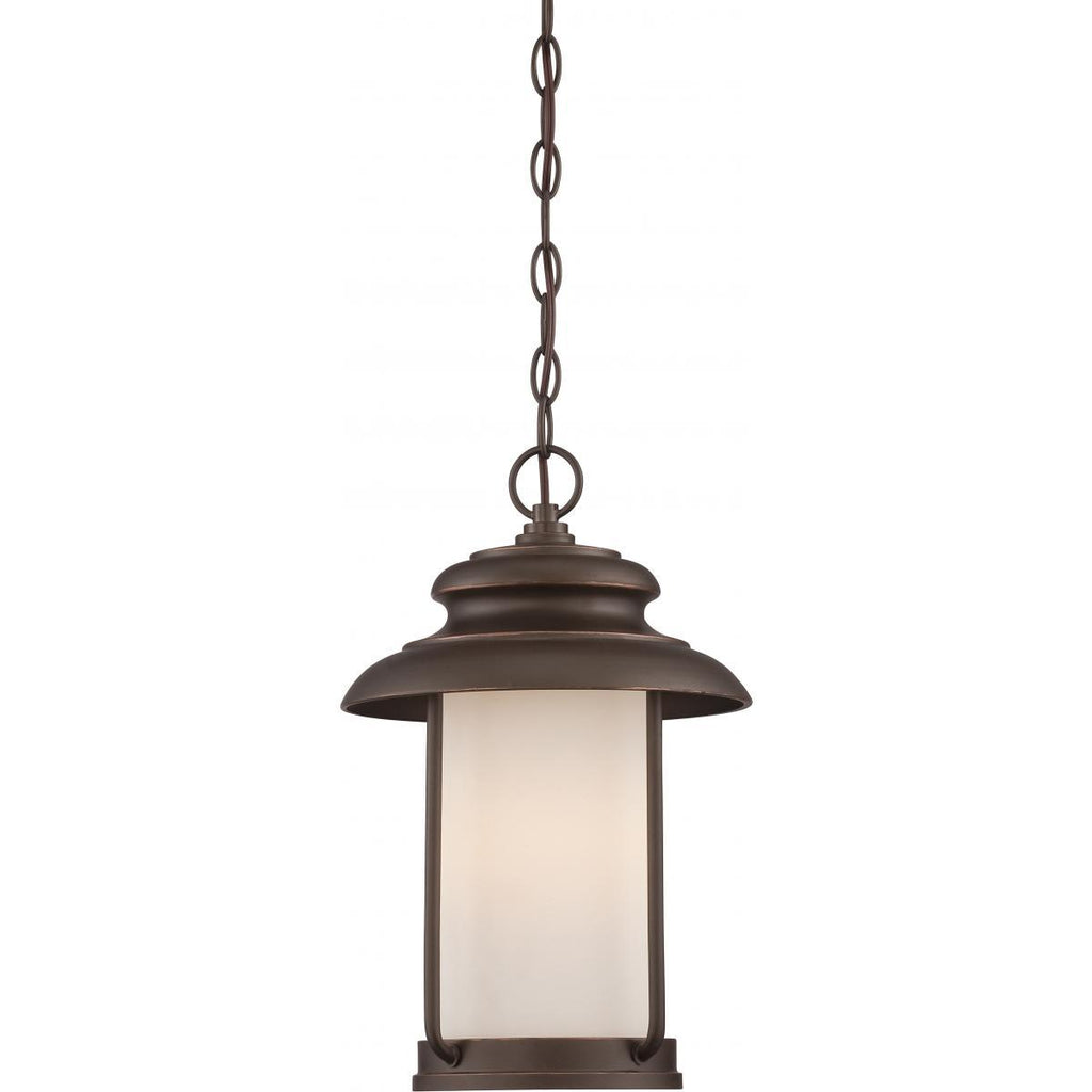 Bethany LED Outdoor Hanging with Satin White Glass Outdoor Nuvo Lighting Bronze 