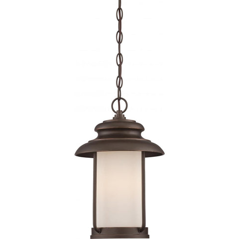 Bethany LED Outdoor Hanging with Satin White Glass Outdoor Nuvo Lighting Bronze 