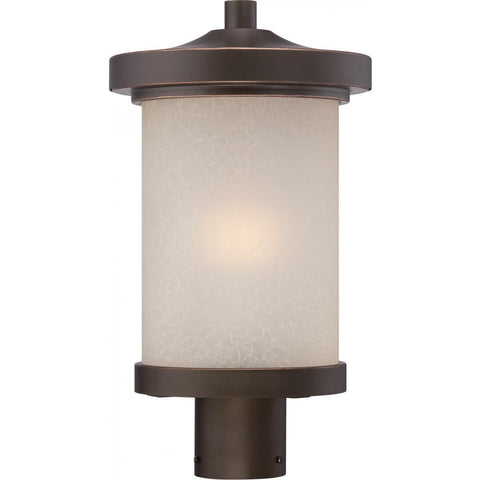 Diego LED Outdoor Post with Satin Amber Glass Outdoor Nuvo Lighting 