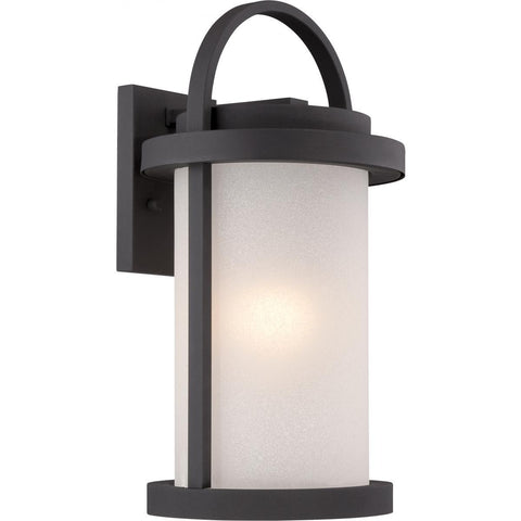 Willis LED Outdoor Large Wall with Antique White Glass Outdoor Nuvo Lighting Black 