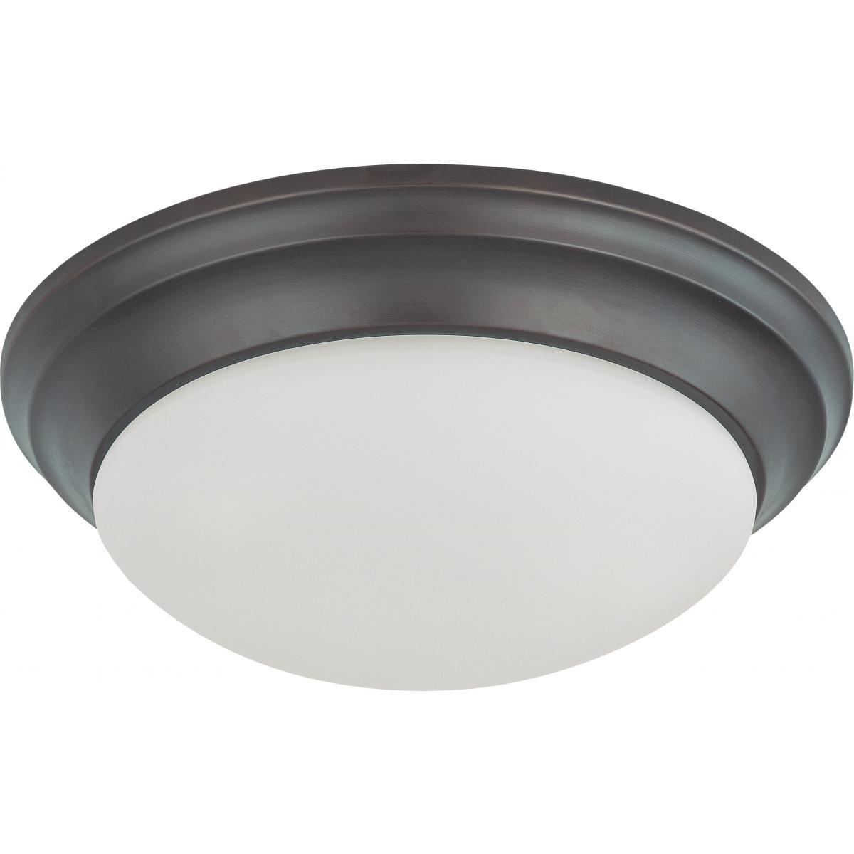 LED Light Fixture 14" Flush Mounted Frosted Glass Mahogany Bronze Finish 120-277 Volts Ceiling Nuvo Lighting 