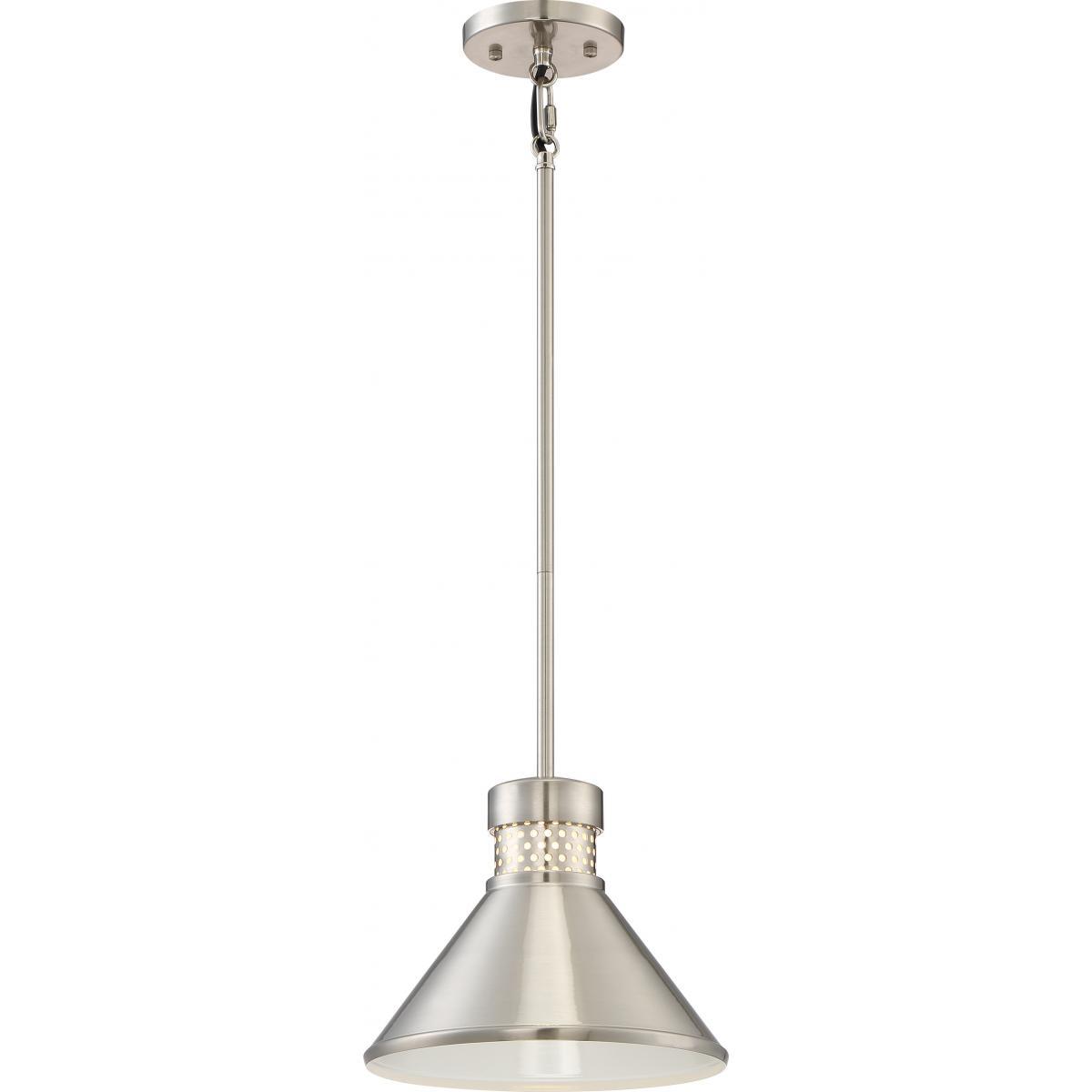 Doral Small LED Pendant Brushed Nickel / White Accent Finish Ceiling Nuvo Lighting 