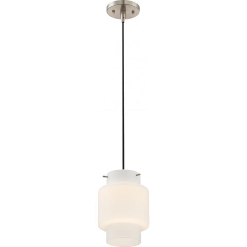 Del LED Mini Pendant with White Opal Glass Brushed Nickel Finish Ceiling Nuvo Lighting 
