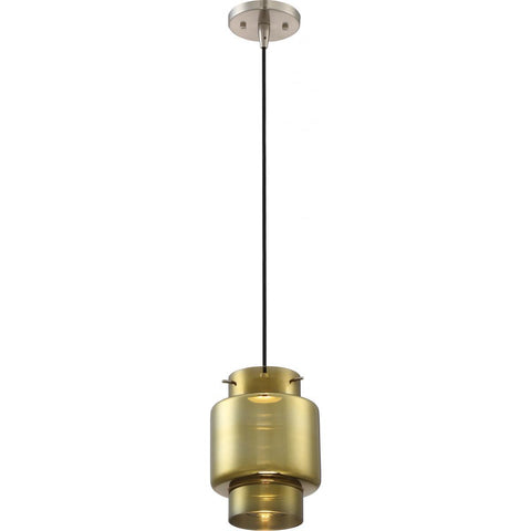 Del LED Mini Pendant with Antiqued Glass Brushed Nickel Finish Ceiling Nuvo Lighting 
