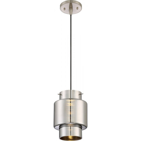 Del LED Mini Pendant with Mirrored Glass Brushed Nickel Finish Ceiling Nuvo Lighting 