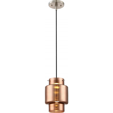 Del LED Mini Pendant with Copper Glass Brushed Nickel Finish Ceiling Nuvo Lighting 