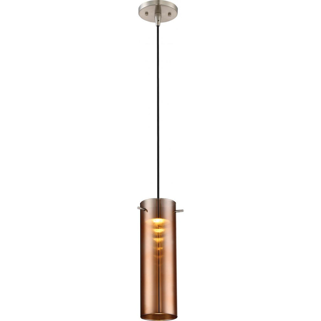 Pulse LED Mini Pendant with Copper Glass Brushed Nickel Finish Ceiling Nuvo Lighting 