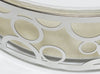 15 in. Filigree LED Decor Flush Mount Fixture - Polished Nickel; White Fabric Shade
