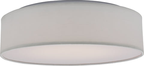 15 in. Fabric Drum LED Decor Flush Mount Fixture; White Fabric Shade; Acrylic Diffuser