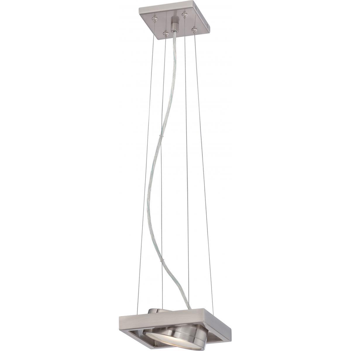 Hawk LED Pivoting Head Pendant Textured Brushed Nickel Finish Lamp Included Ceiling Nuvo Lighting 