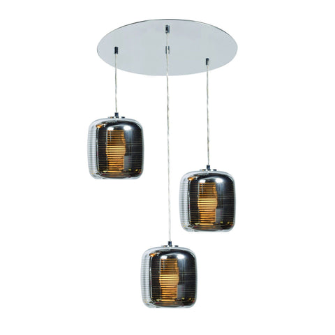 Dor 3-Light Pendant - Mirrored Stainless Steel Finish Ceiling Access Lighting 