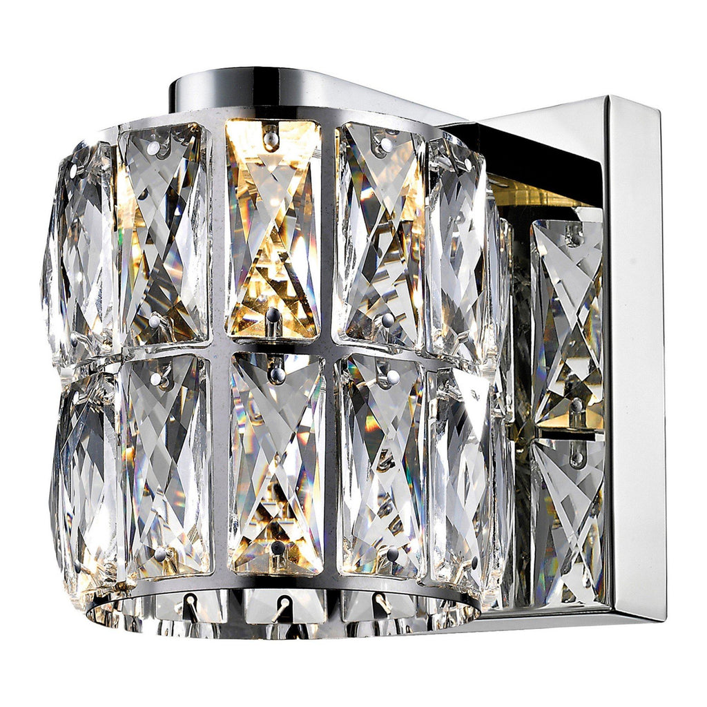 Ice 1-Light Crystal Vanity - Mirrored Stainless Steel Finish Wall Access Lighting 