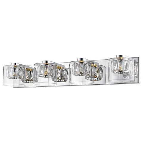 Private Collection 4-Light Crystal with Clear Glass Vanity - Mirrored Stainless Steel Finish Wall Access Lighting 