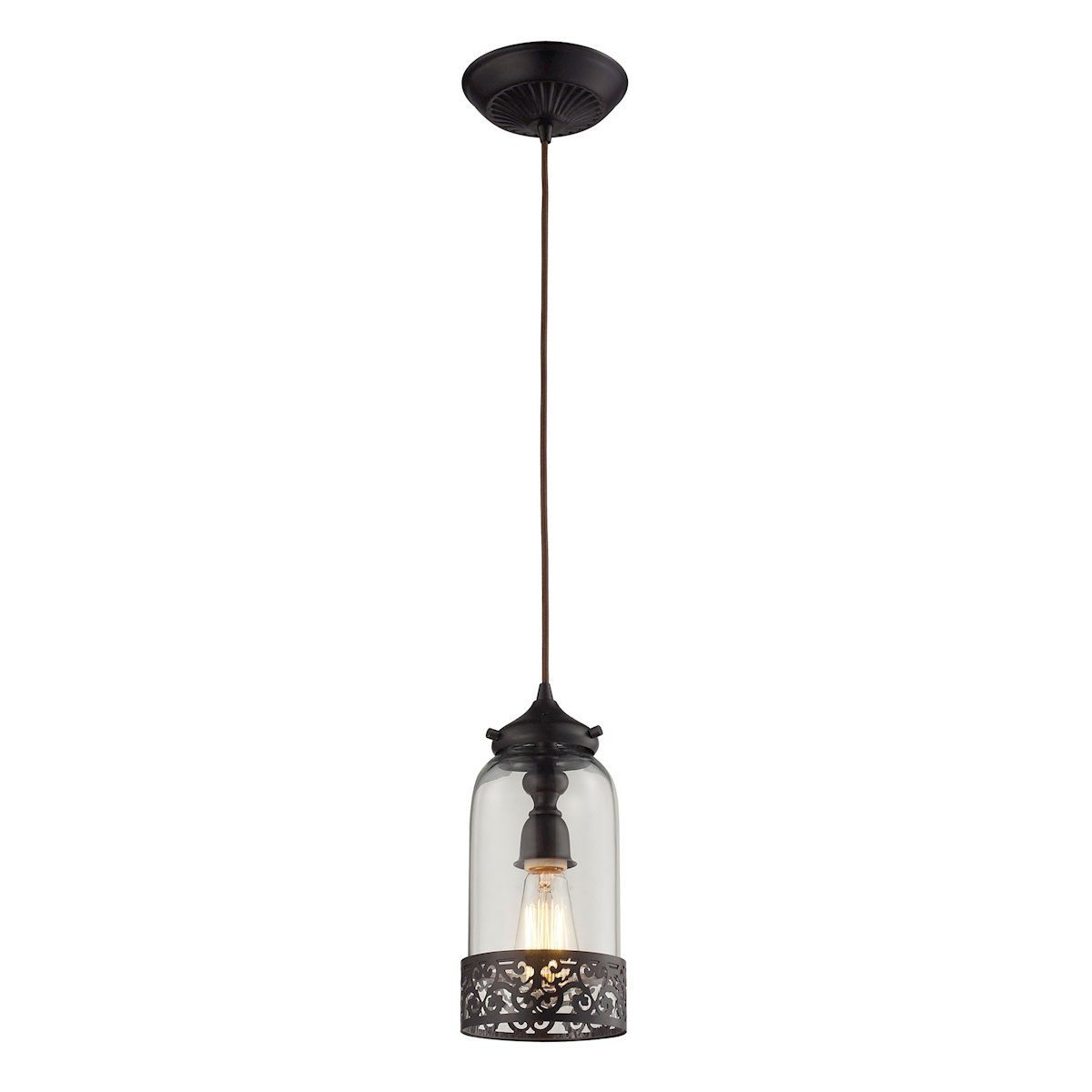 Brookline Pendant In Oiled Bronze And Clear Glass Ceiling Elk Lighting 