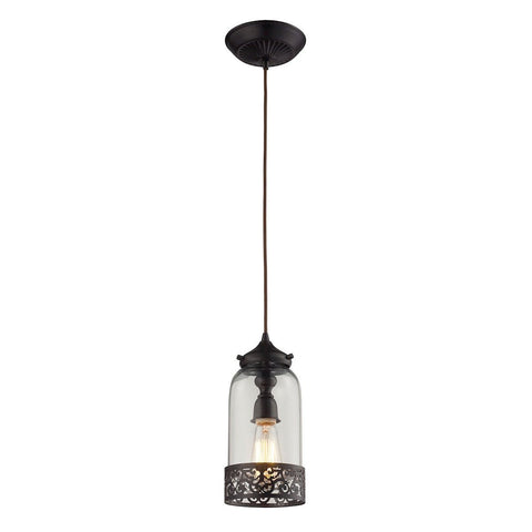 Brookline Pendant In Oiled Bronze And Clear Glass Ceiling Elk Lighting 