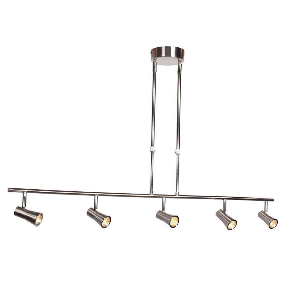 Sleek 5-Light Dimmable LED Spotlight Pendant - Brushed Steel Ceiling Access Lighting 