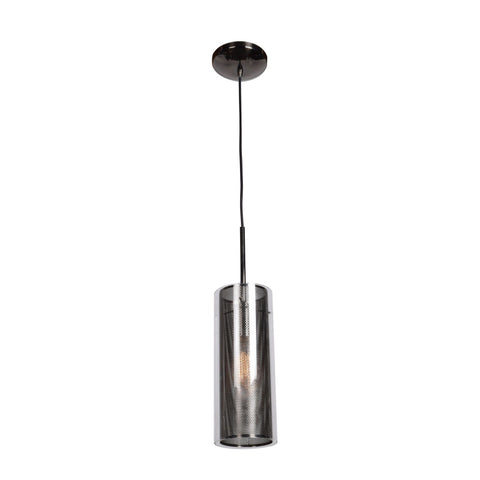 Multis 1-Light Encaged Glass Pendant - Black Chrome (BCH) Ceiling Access Lighting 