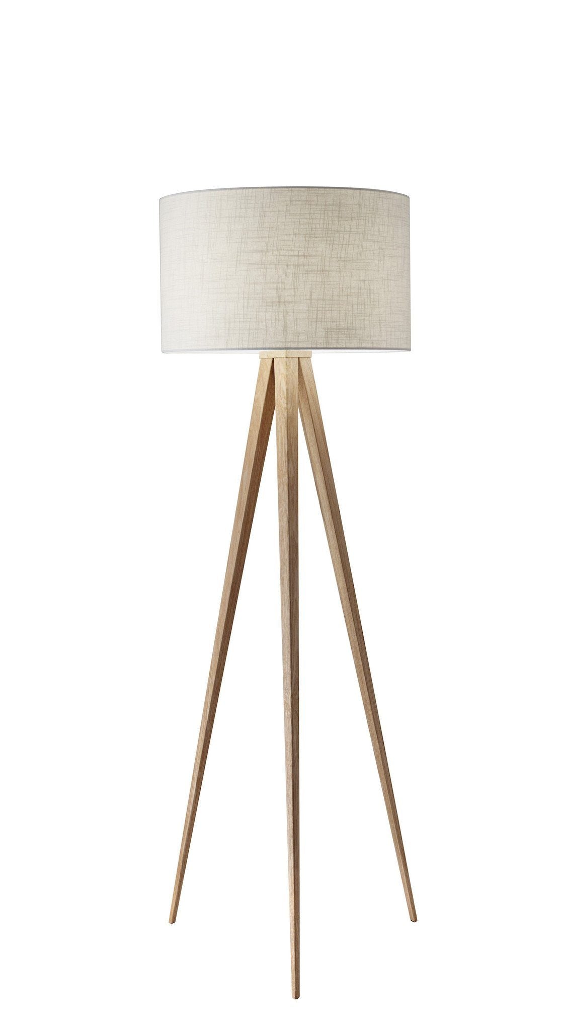 Director Floor Lamp - Natural with Linen Shade Lamps Adesso White 
