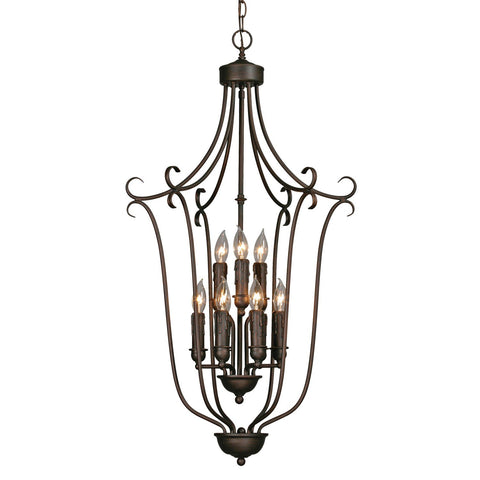 Multi-Family 2 Tier - 9 Light Caged Foyer in Rubbed Bronze with Drip Candlesticks Ceiling Golden Lighting 
