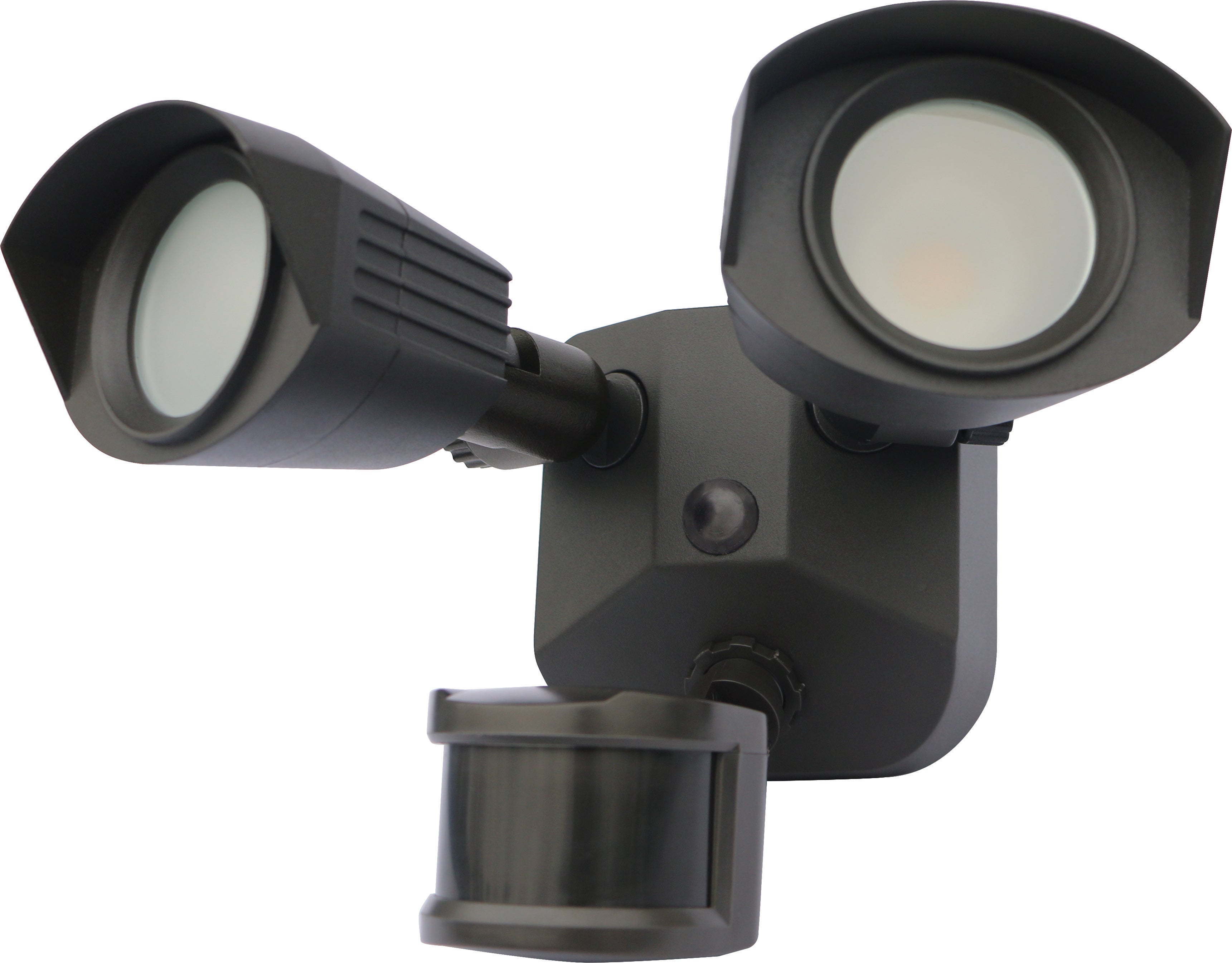 LED Security Light; Dual Head; Bronze; 3000K; Motion Sensor