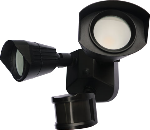 LED Security Light; Dual Head; Black; 3000K; Motion Sensor